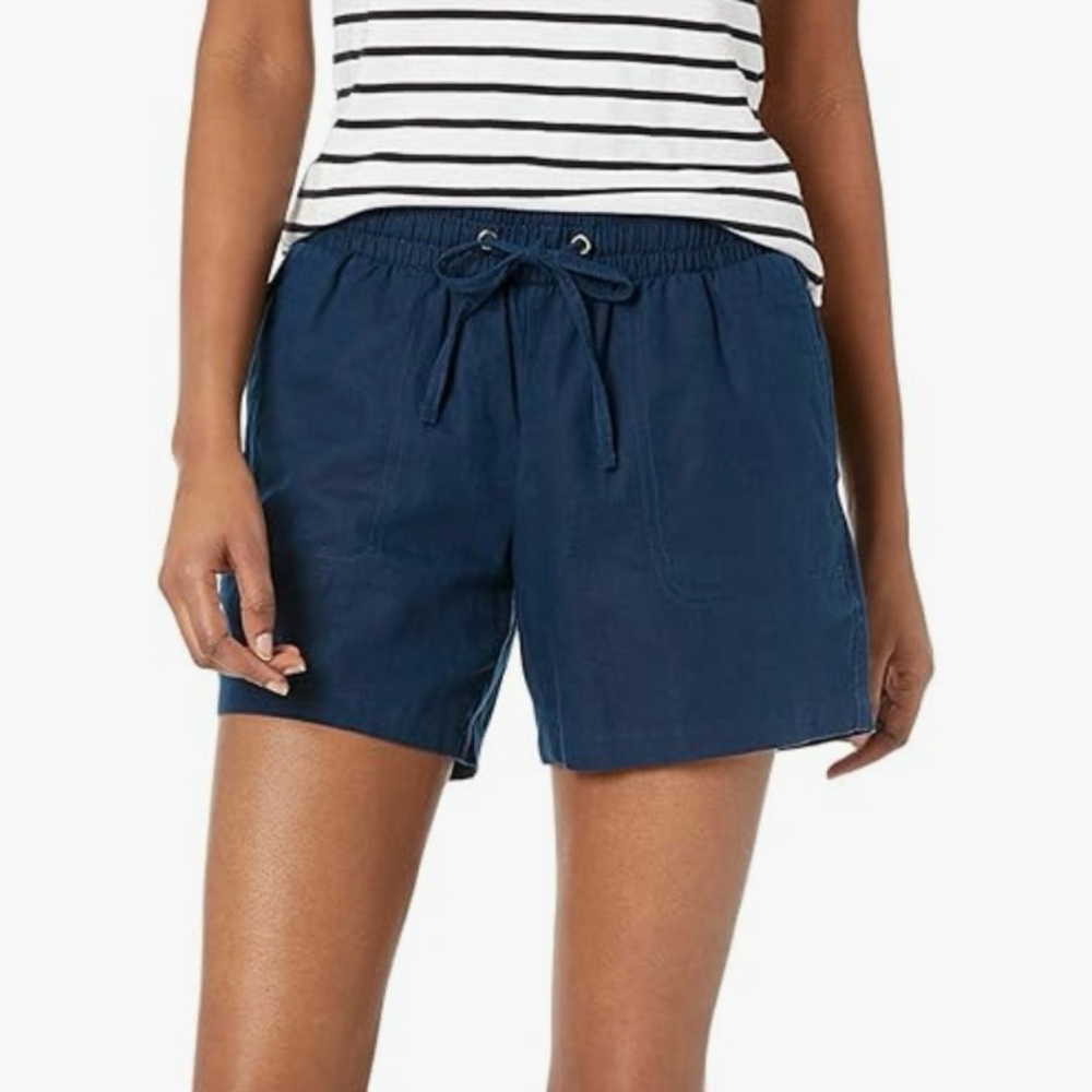 Amazon Navy Linen Shorts Relaxed Fit Size XL NWT